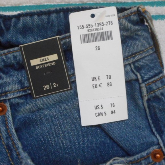 New Abercrombie & Fitch Jeans Size 26/2 Cuffed Ames Boyfriend Denim - Picture 10 of 10